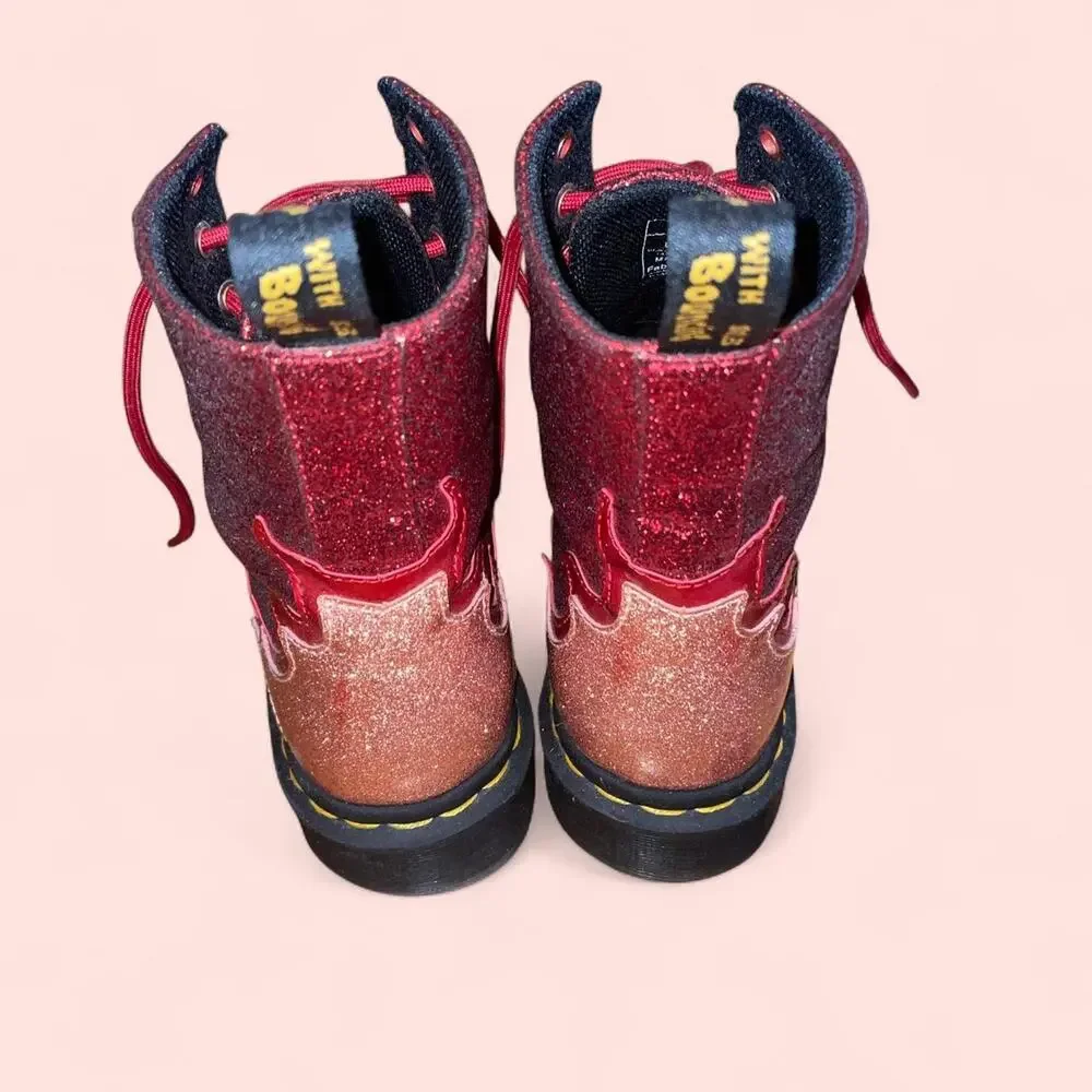 Dr Martens Red Glitter Flame 1460 Pascal Boots - Picture 4 of 7